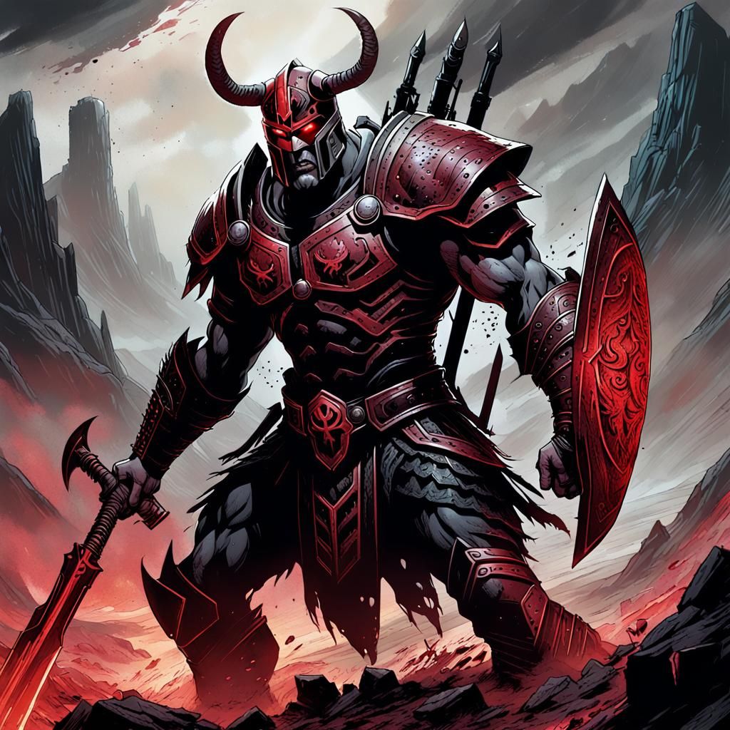 Ares God of War in Dark Comic Book Art