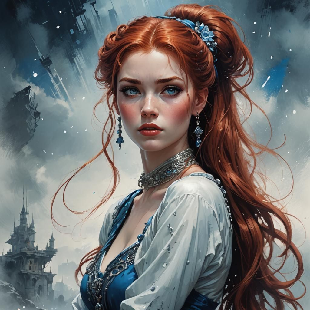 Retro Cartoon of Redhead with Dynamic Lighting