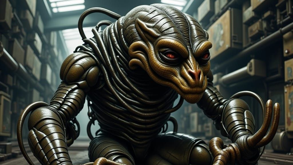 Cyborg Crocodile in Industrial Hellscape