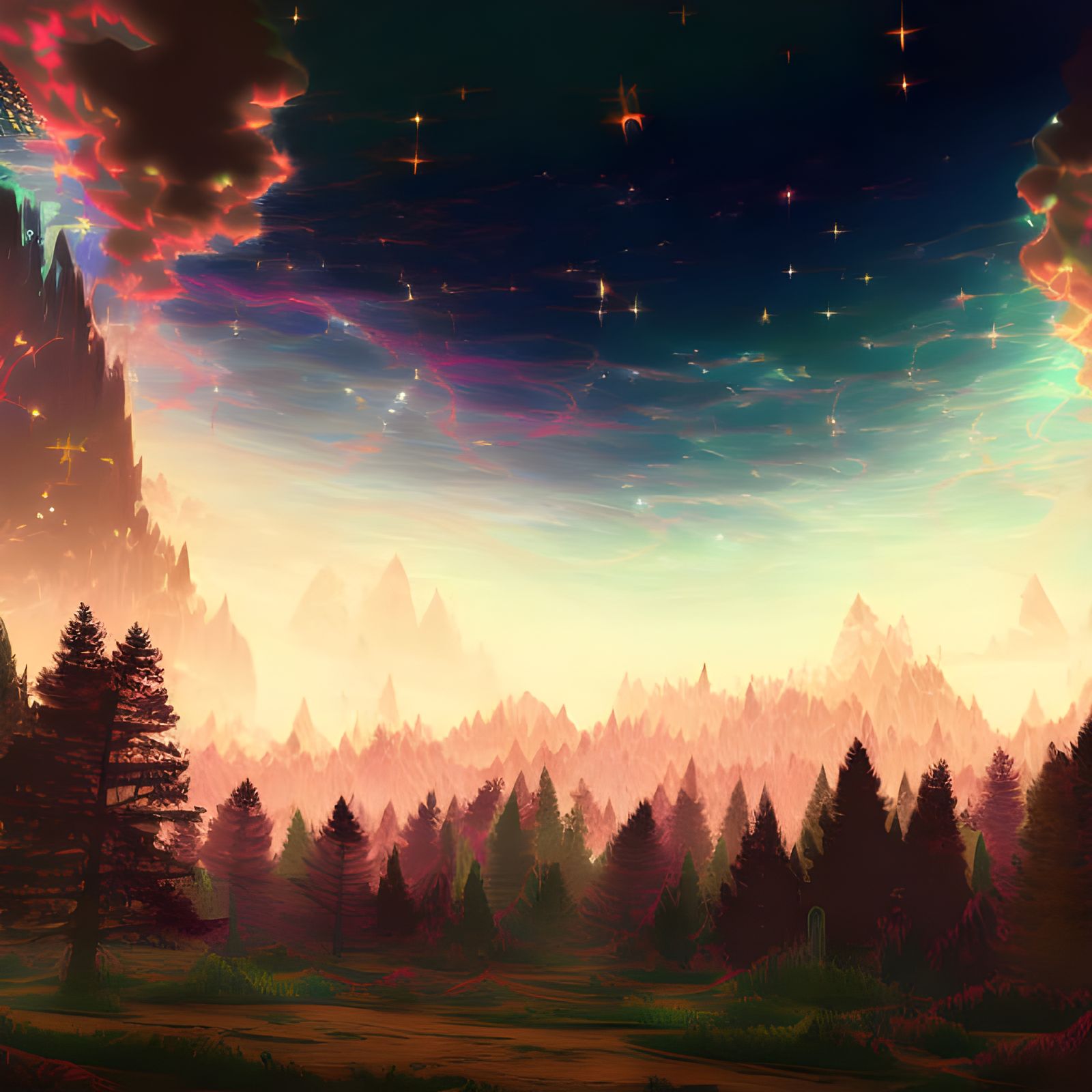 Wildspace Sky with Rainbow Patterns in 8K