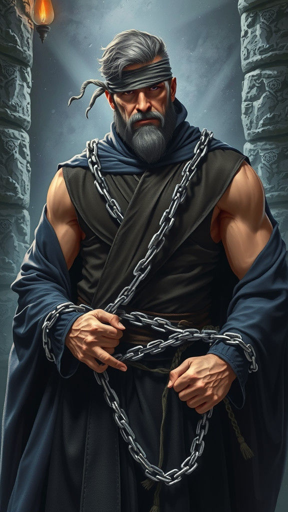 Imprisoned Evil Wizard in Fantasy Art Style