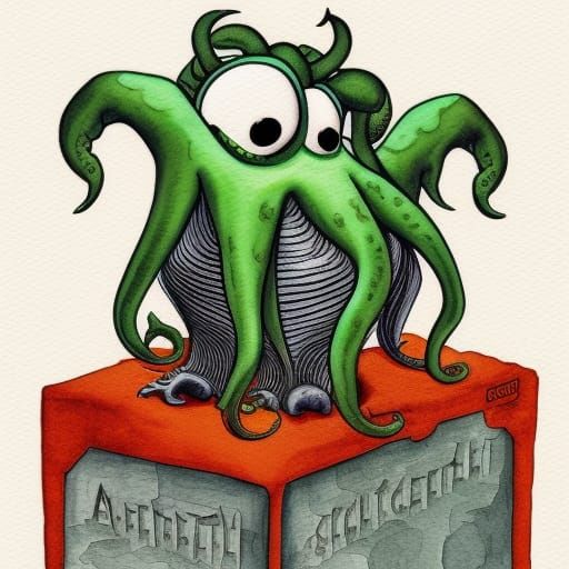 Schnauzer as Cthulhu in Cartoon Isometric Style