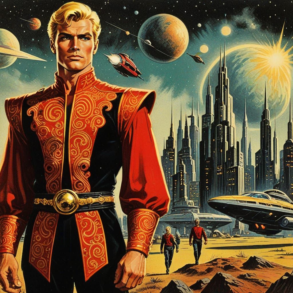 Epic Flash Gordon Hero Stands Before Mingo City