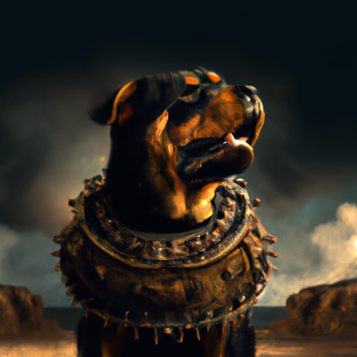 Dramatic Rottweiler Portrait in Digital Matte Painting