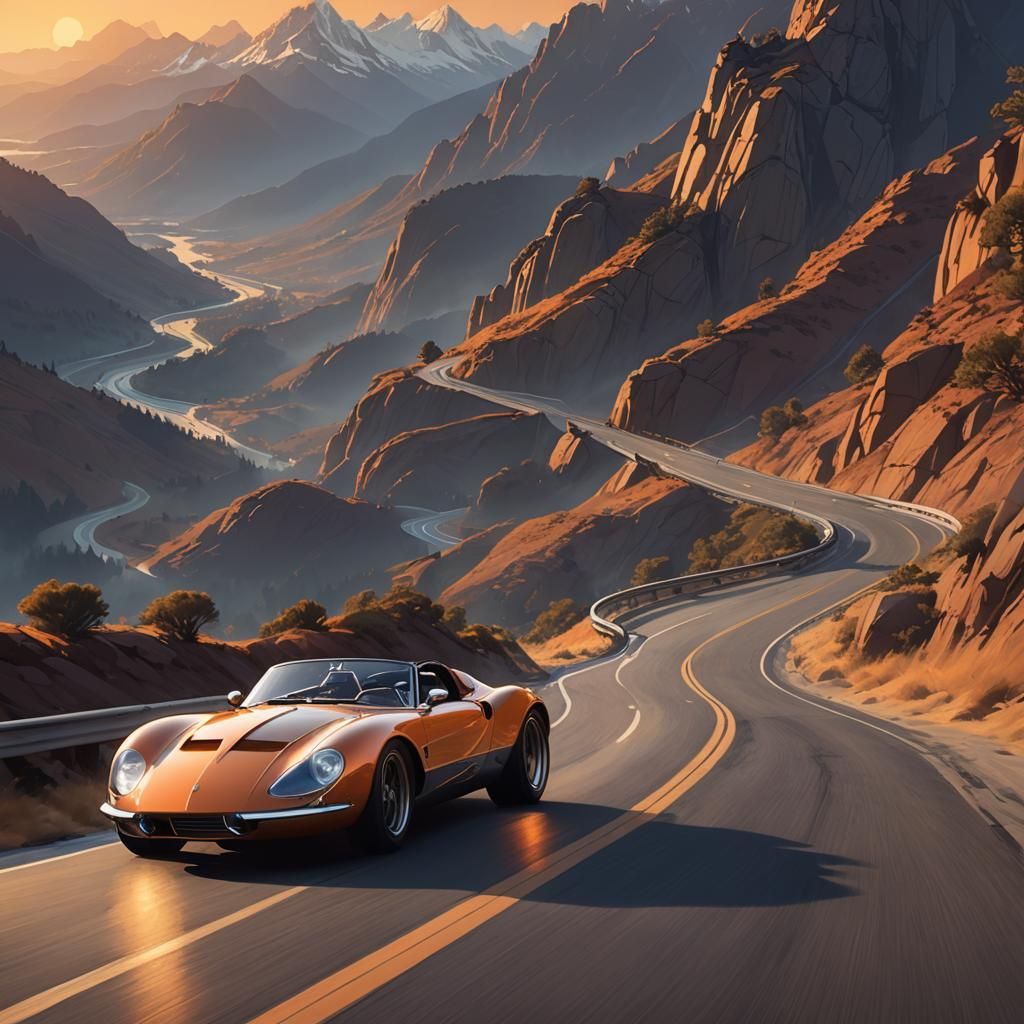 Roadster on Misty Mountain Road: Syd Mead Concept Art