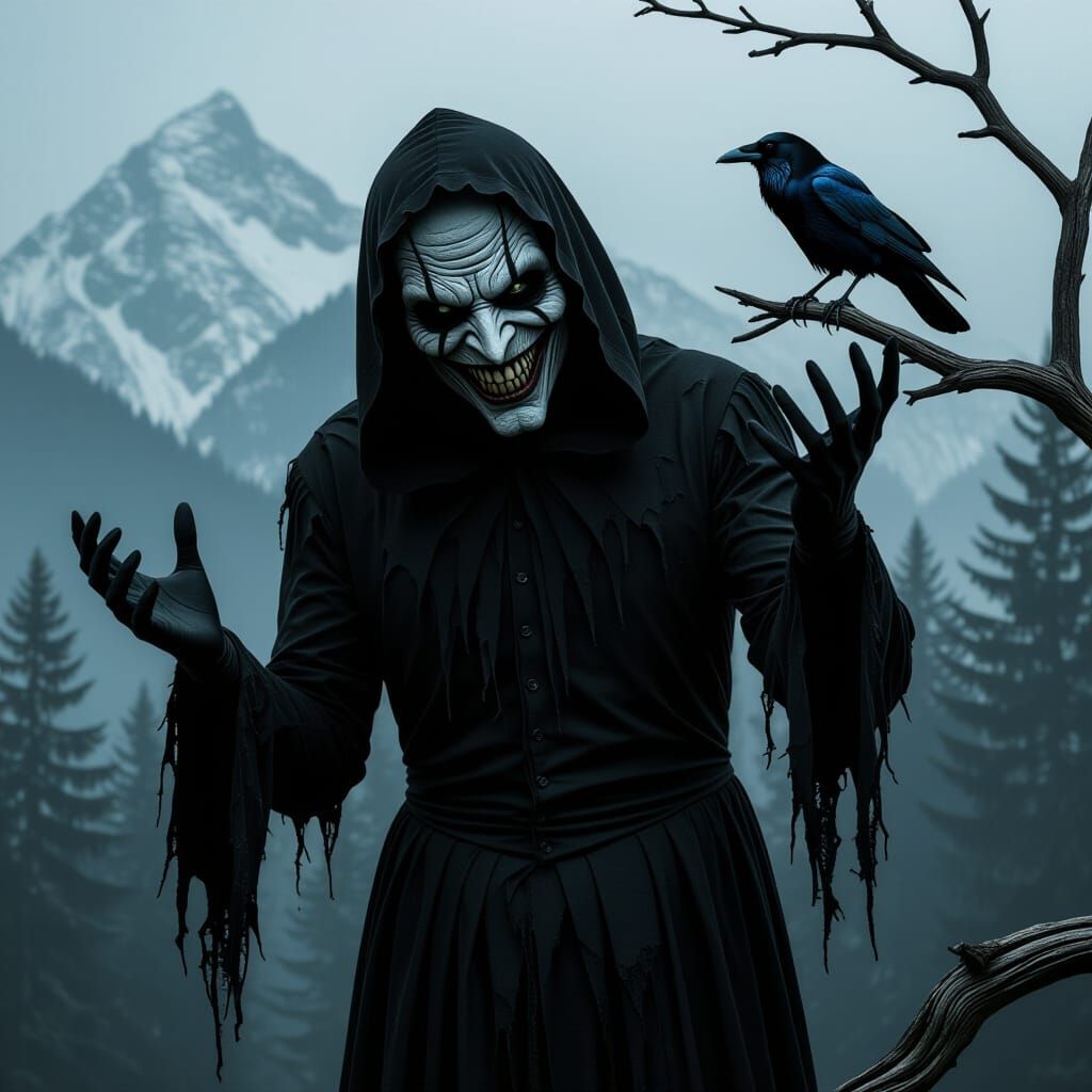 Eerie Monster in Dark Woods: A Giger-esque Nightmare