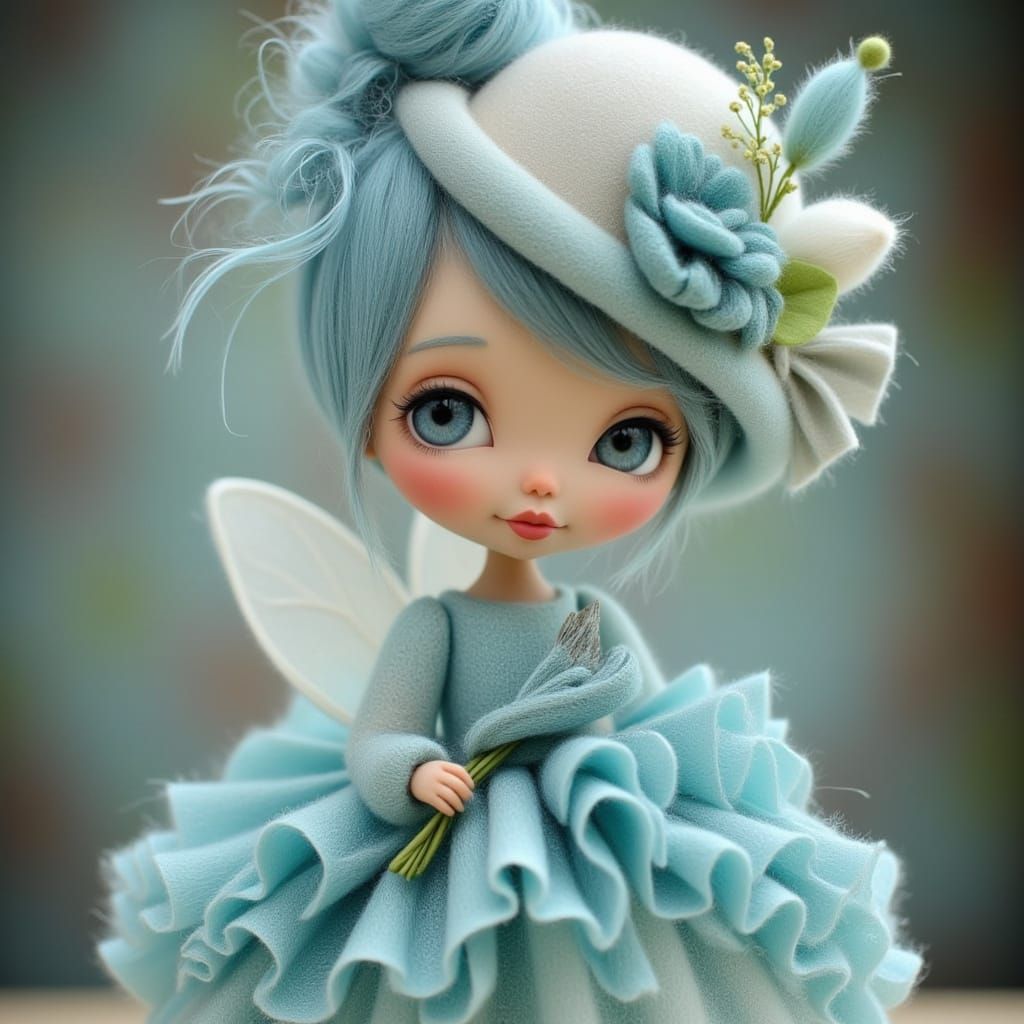 Adorable Toddler Fairy in Blue Dress with Embellished Hat