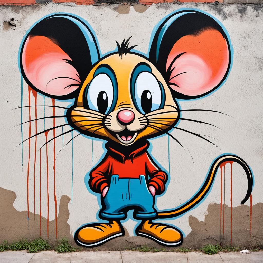 Painting of Jerry the mouse cartoon character