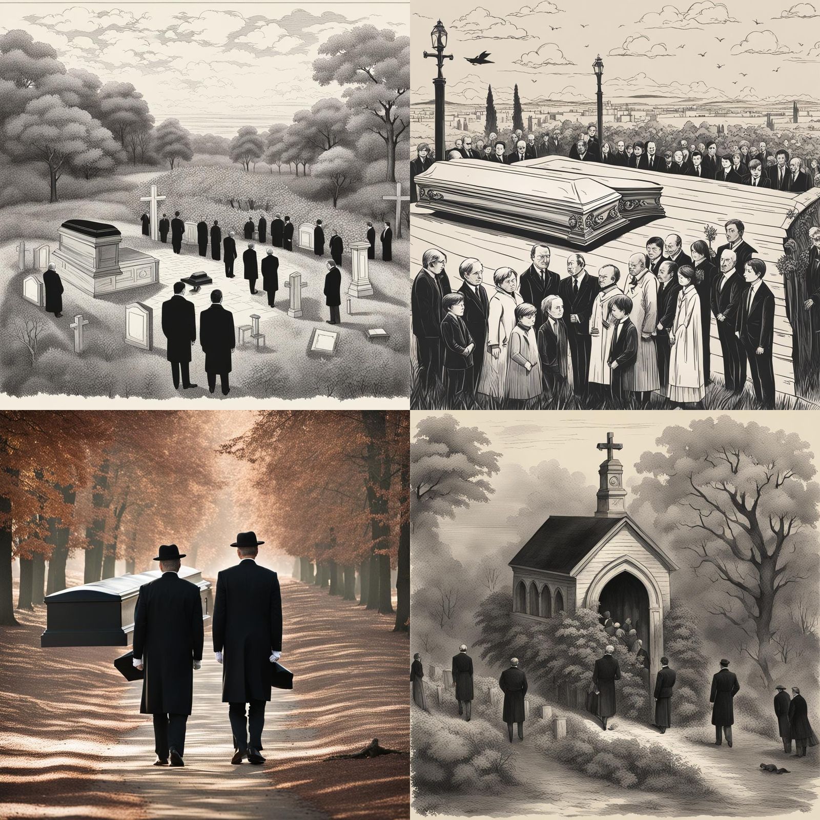 Solemn Funeral Ceremony: An AI Interpretation