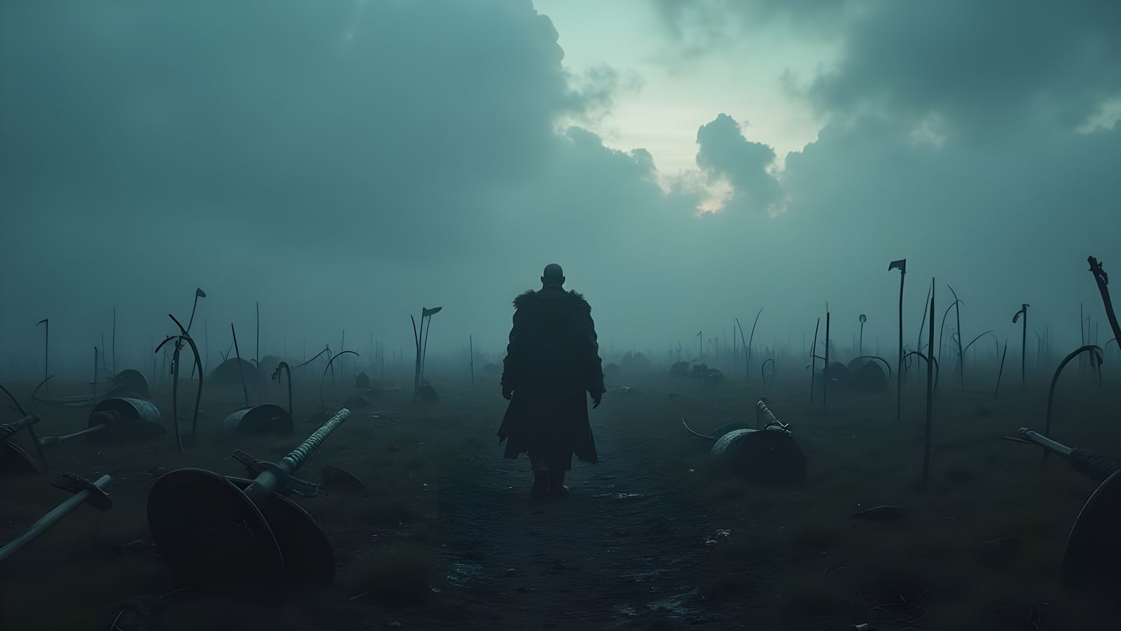 Nordic Battlefield at Twilight: Lone Warrior