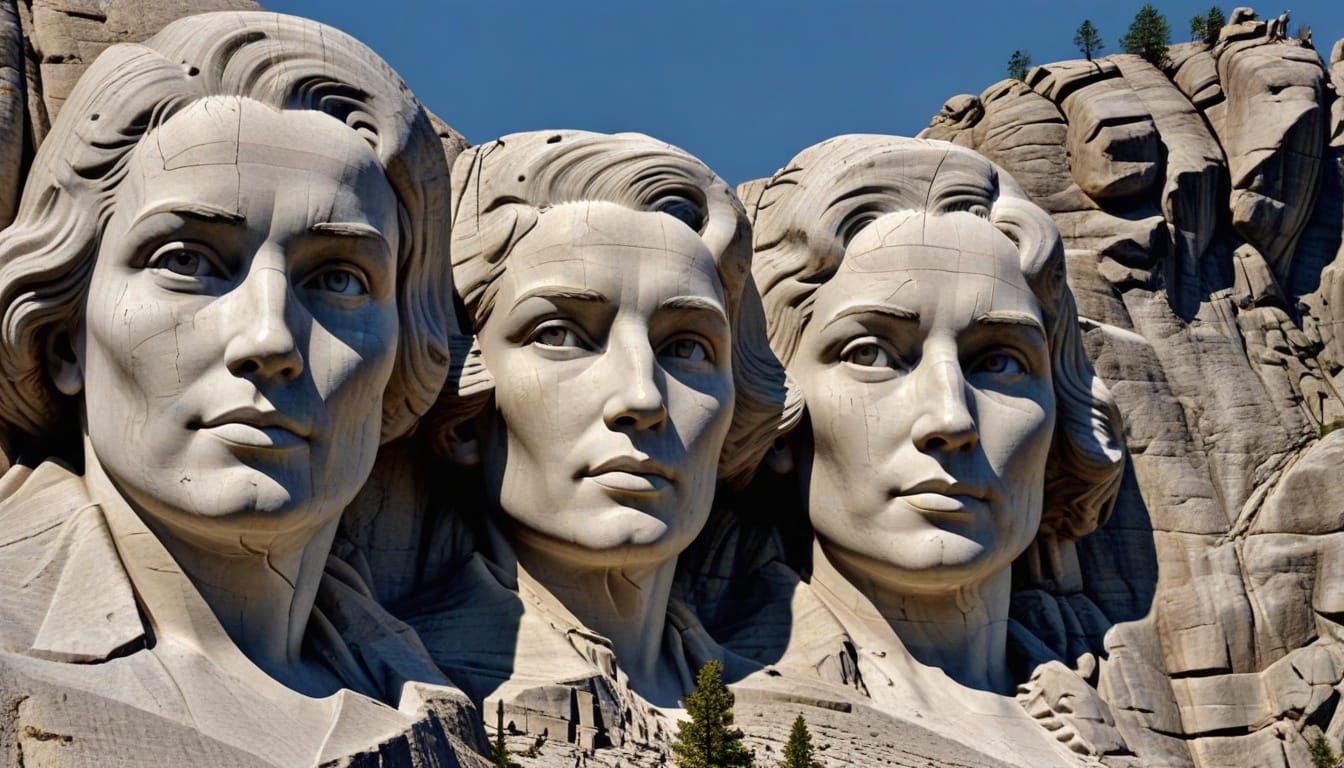 Mount Rushmore with Women Faces: Hyperdetailed 8K