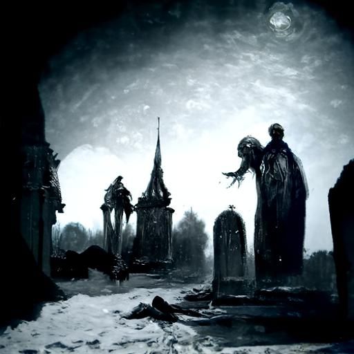 Gothic Graveyard at Night in Horror Style