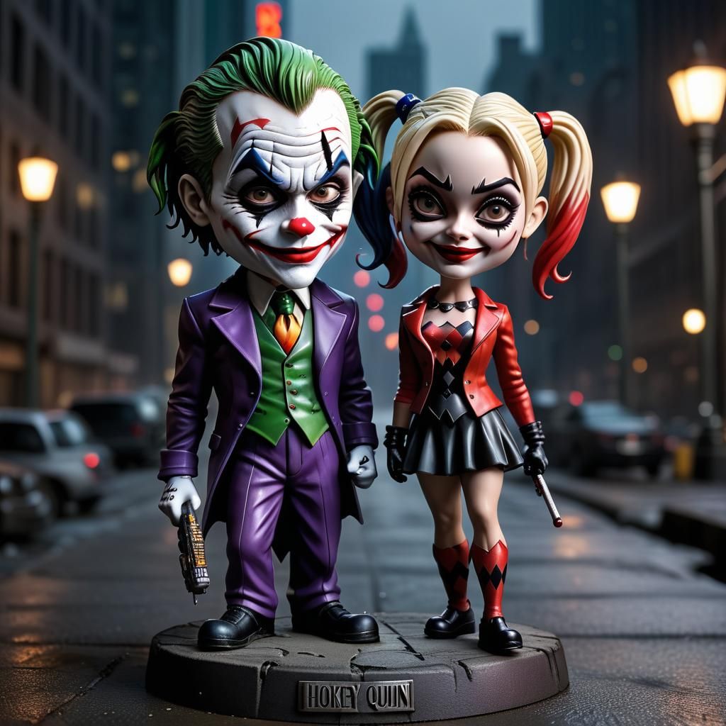 Joker and Harley Quinn Bobbleheads in Gotham