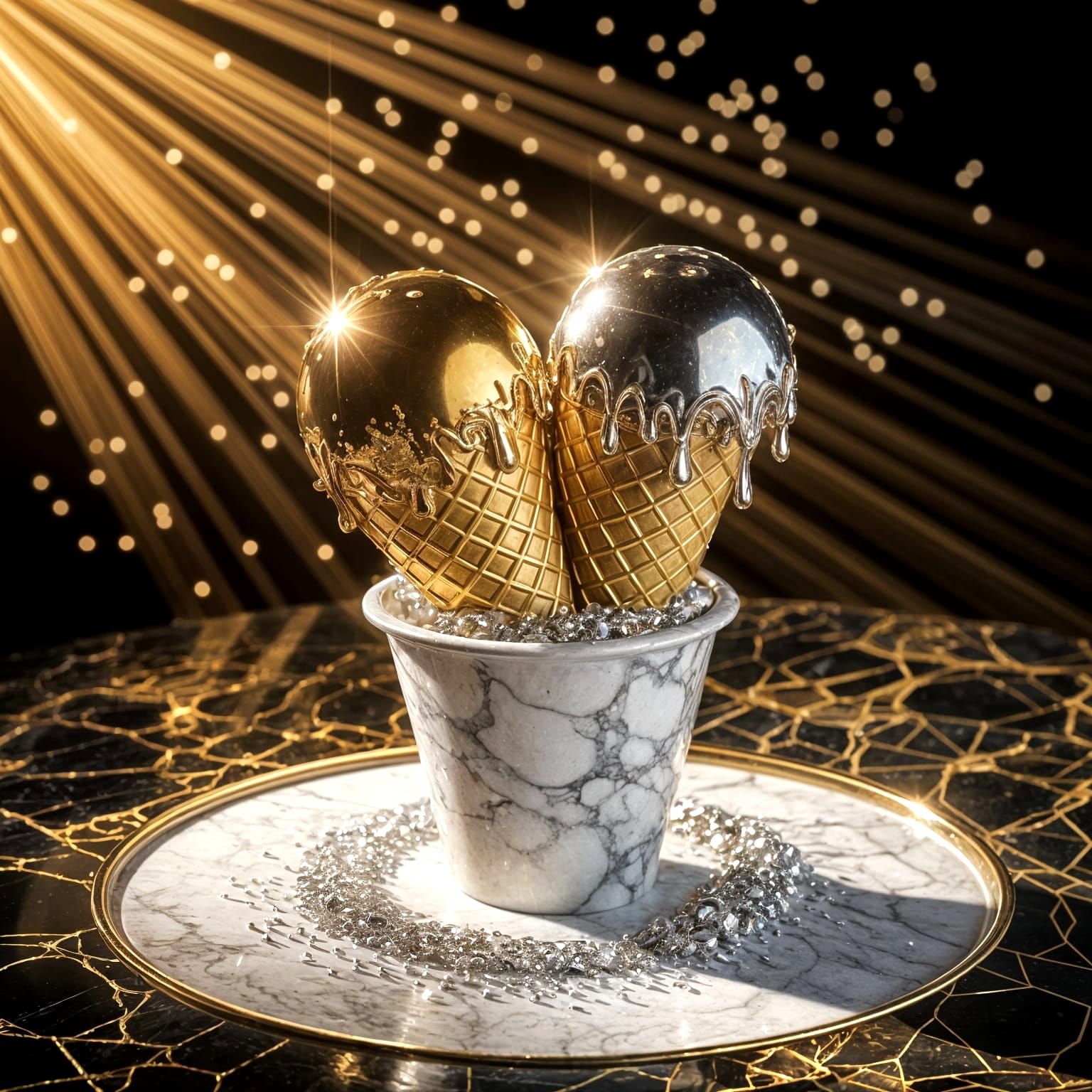 Luxurious Diamond Ice Cream in Sunlight