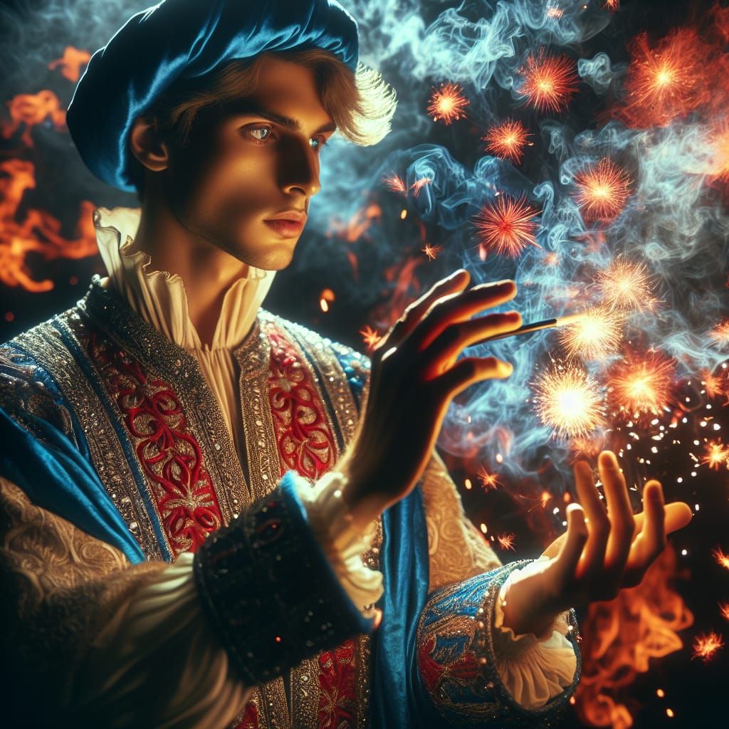 Young Middle-Eastern Magician in Renaissance Robes