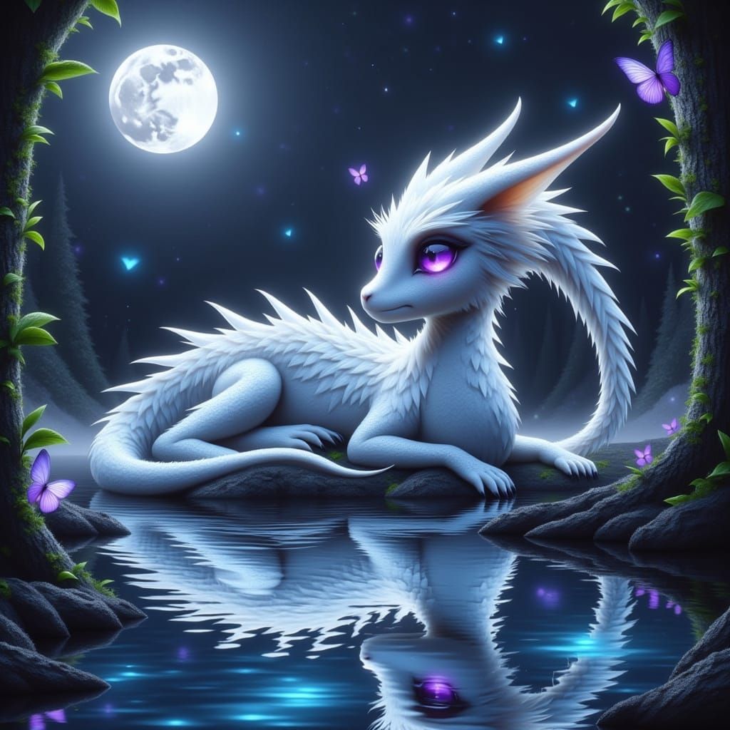 Majestic White Dragon in Ethereal Mist