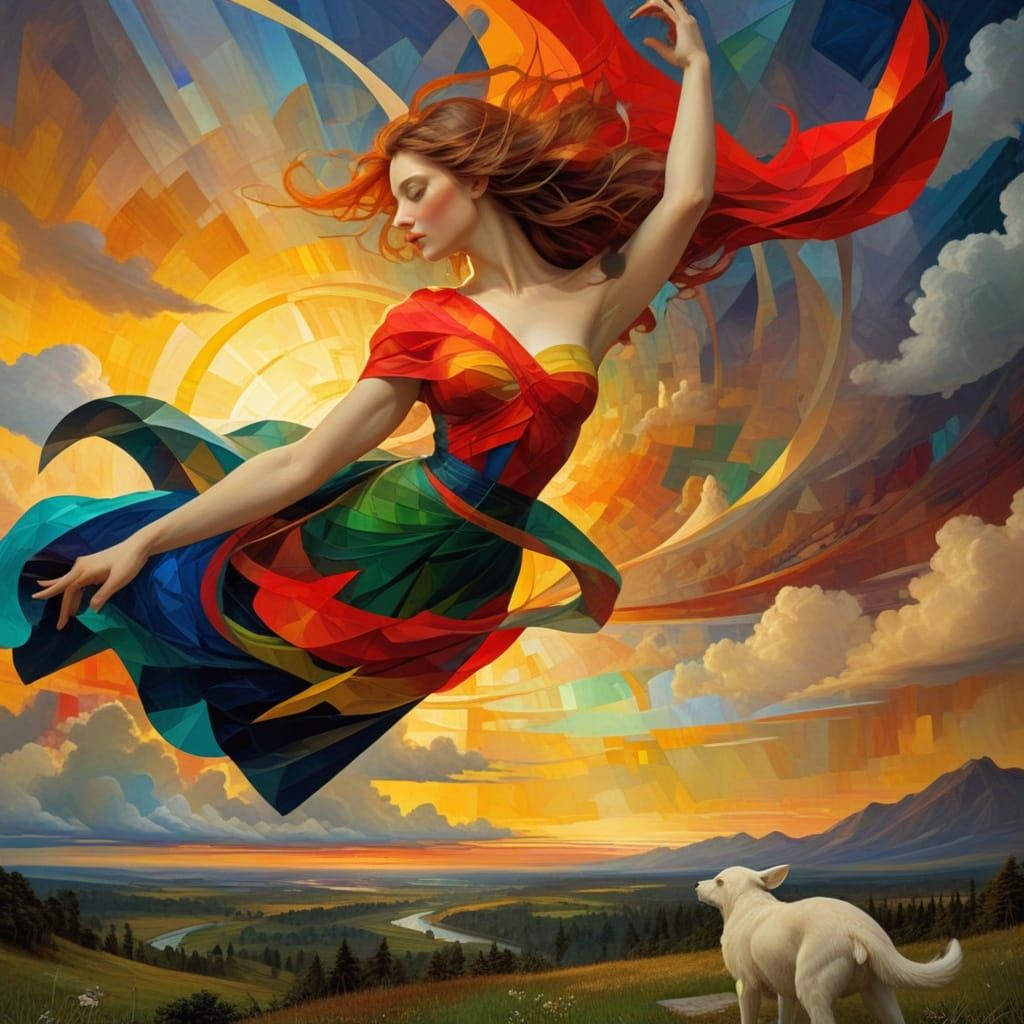 Ethereal Geometric Dreamscape in Vibrant Spectrum Colors