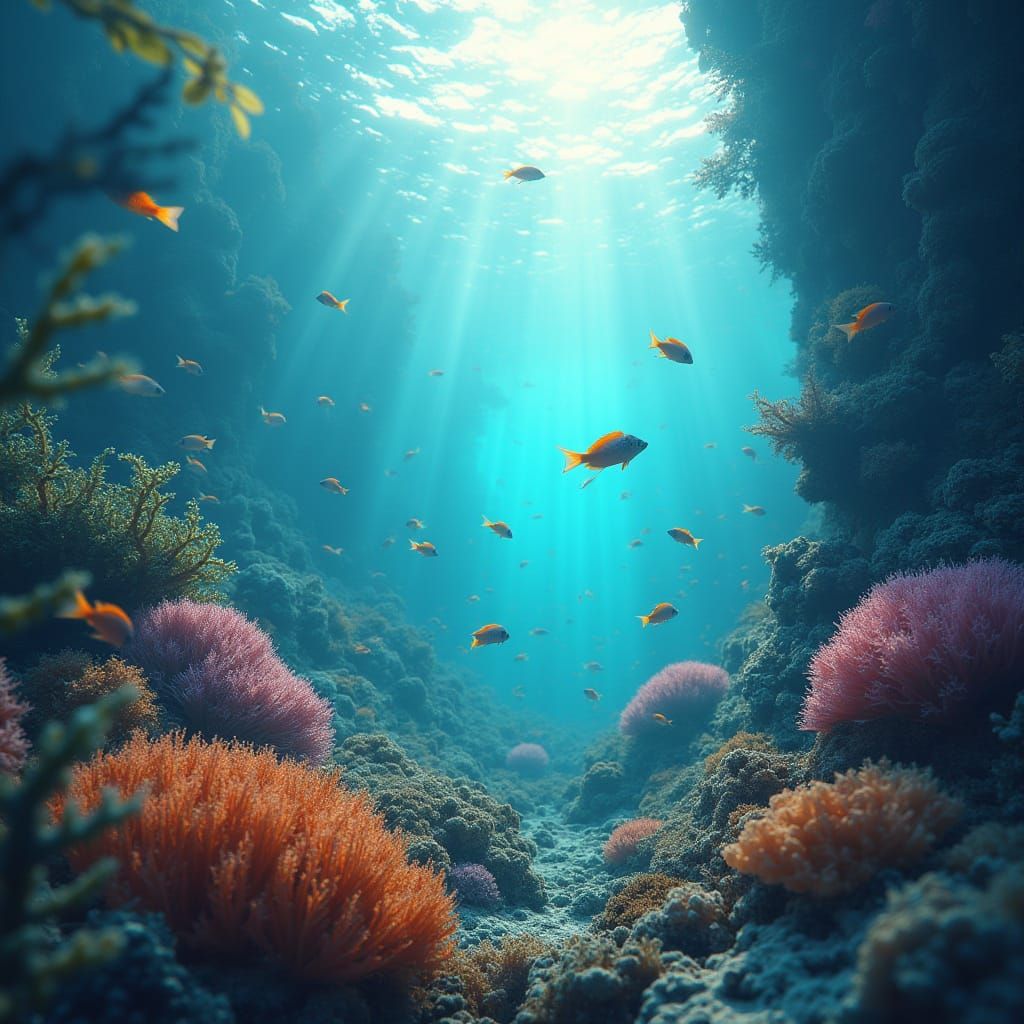 Vibrant Underwater Scene with Marine Life