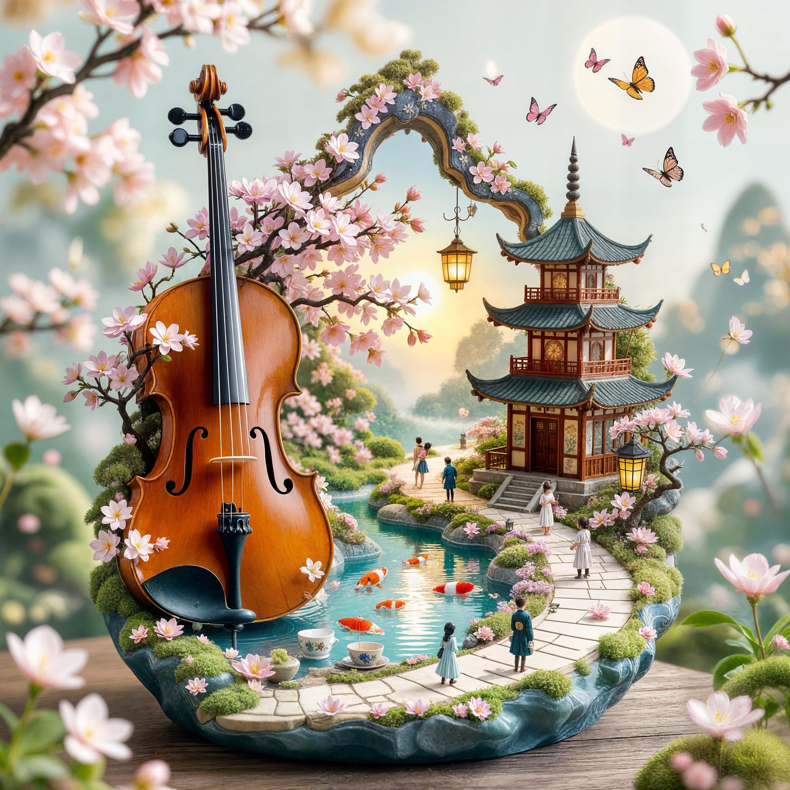Surreal Cello World: Miniature Springtime Fantasy