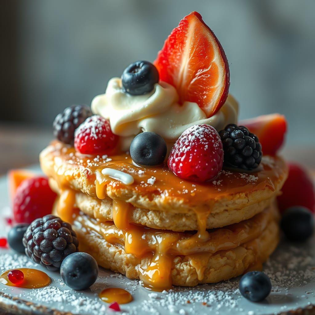 Decadent Dessert with Fruit, Digital Art