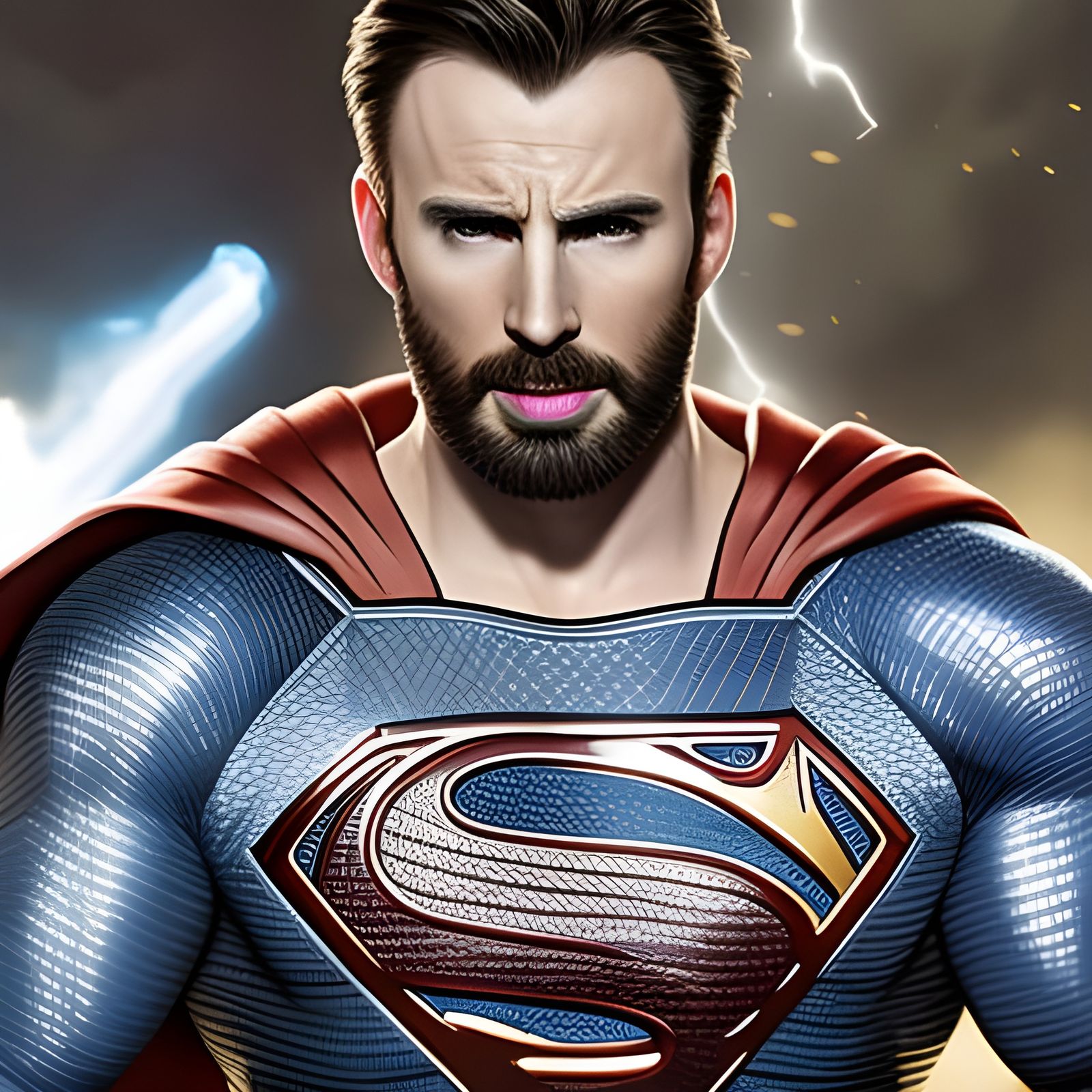 Superman Portrait with Golden Aura, Digital Art