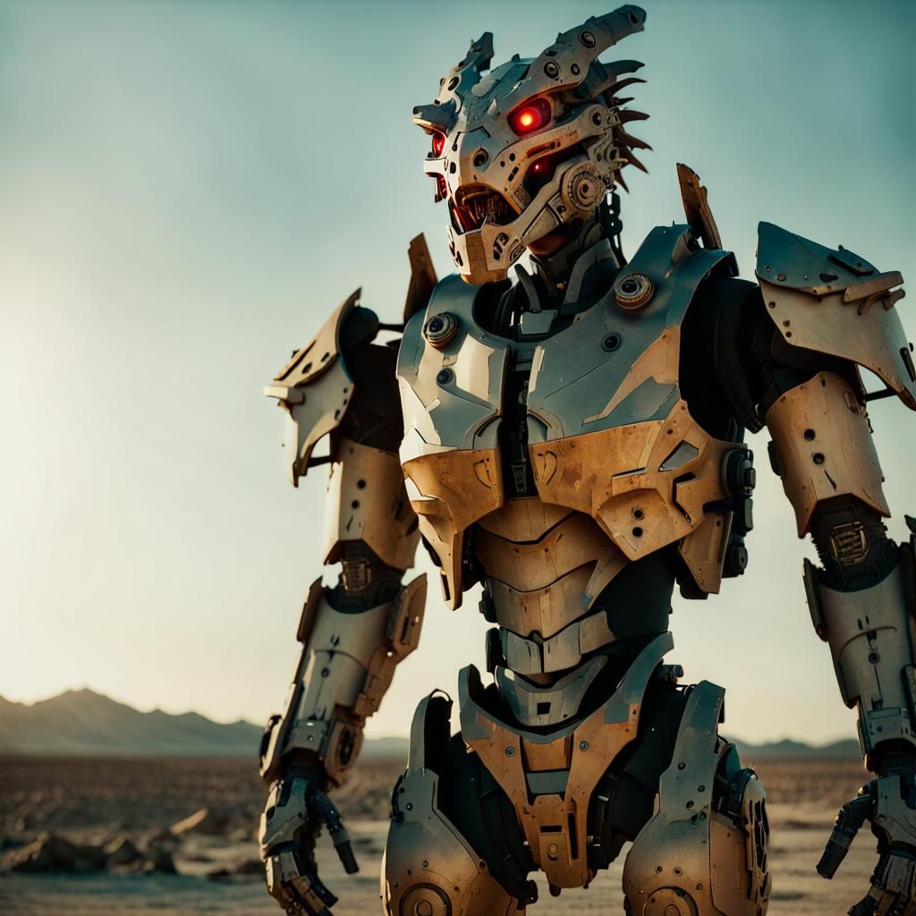 Cyborg in Futuristic Dragon Mech Armor