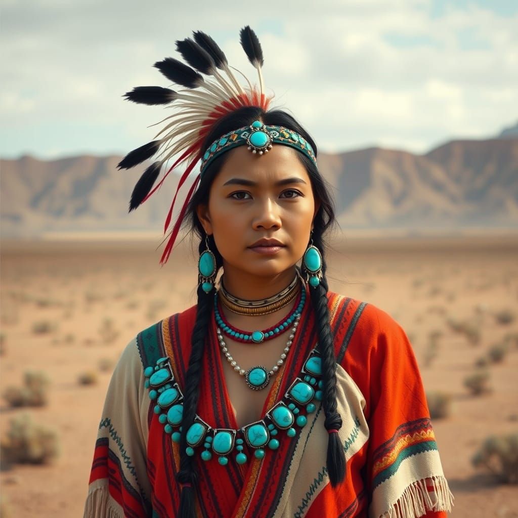 Navajo Genderfluid Individual in Traditional Attire