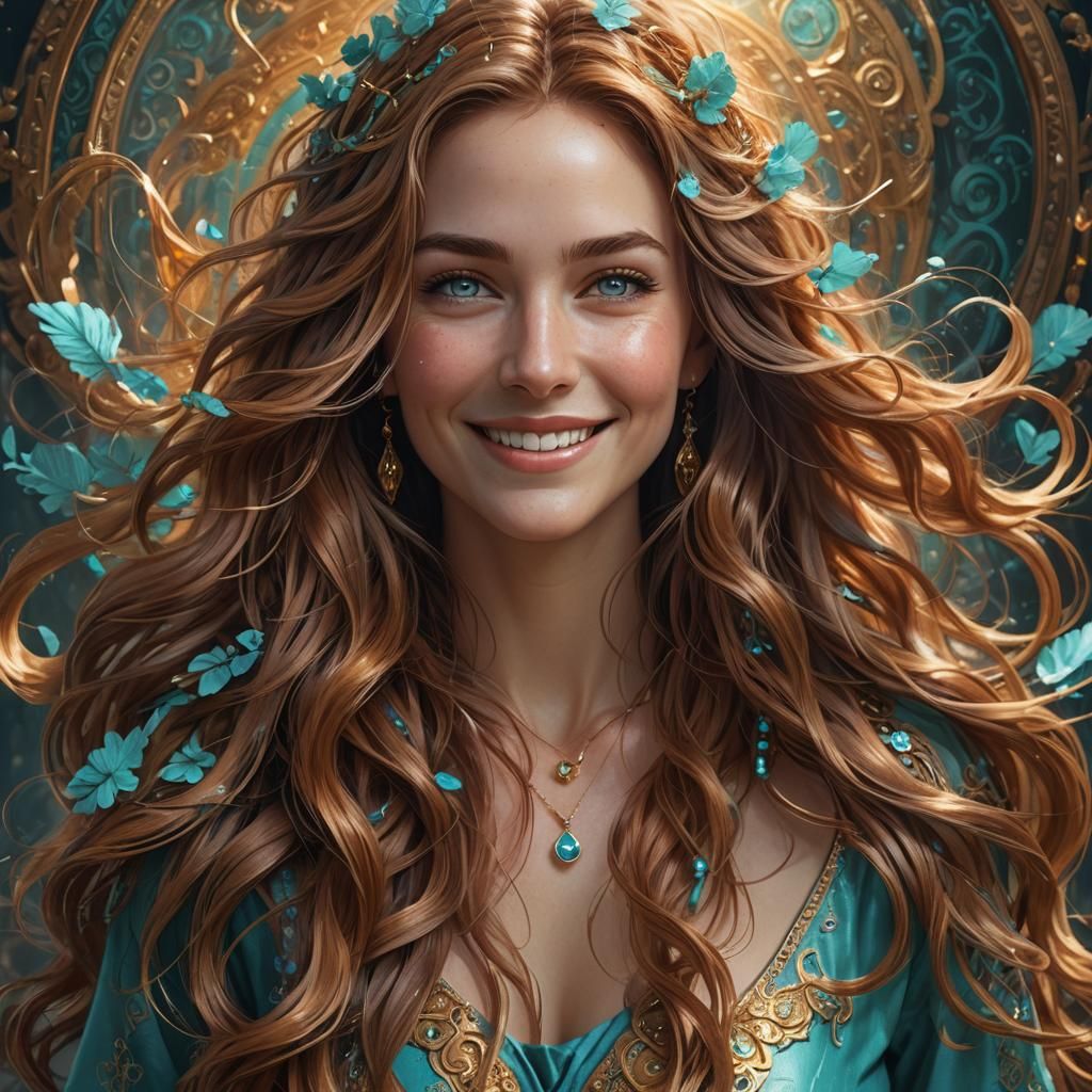 Portrait of an Alluring Woman with Amber Hair