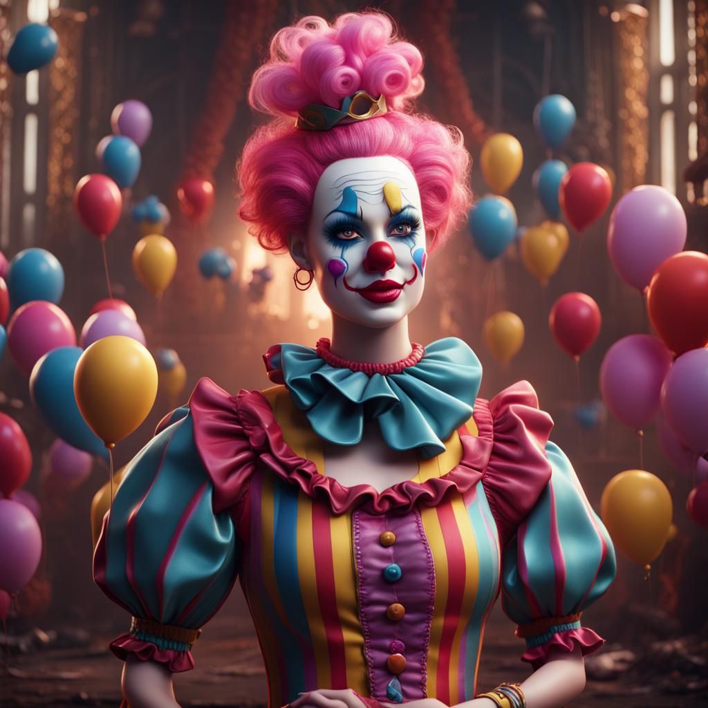Clown Barbie: Detailed Matte Painting