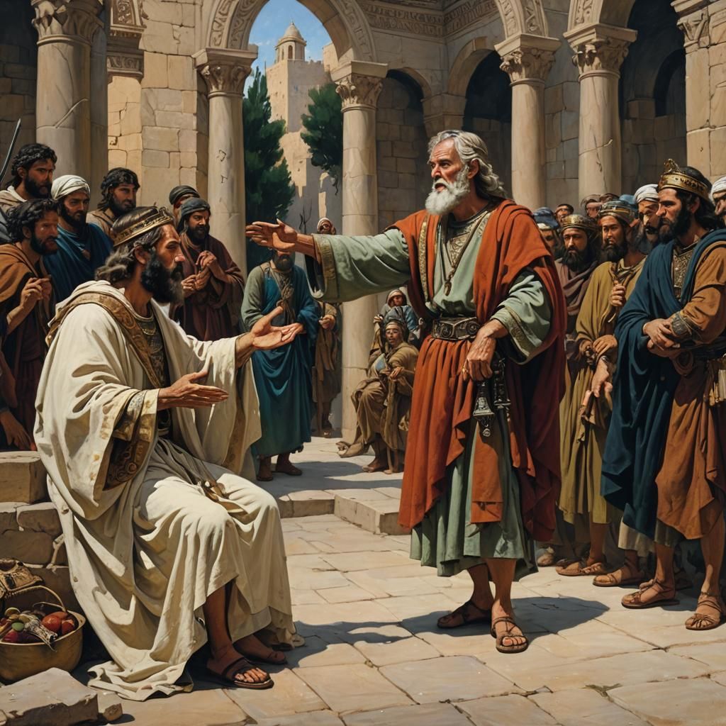 The Prophet Nathan Confronts King David in a Powerful Oil Po...