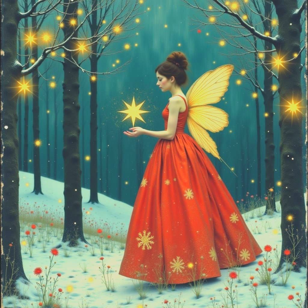fairy in winter forest