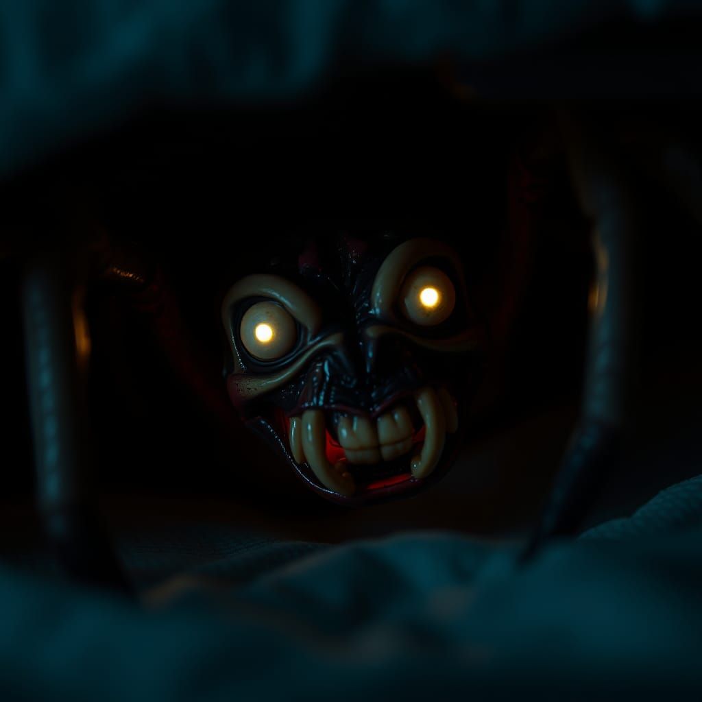 Grotesque Spider-Puppet Creature in Dark Macro Photography