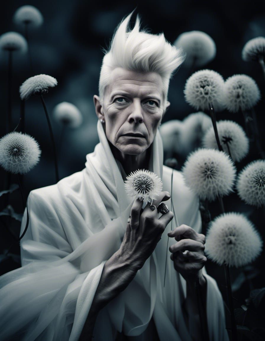 Infrared Fairy Portrait with Dandelions, in Pre-Raphaelite S...