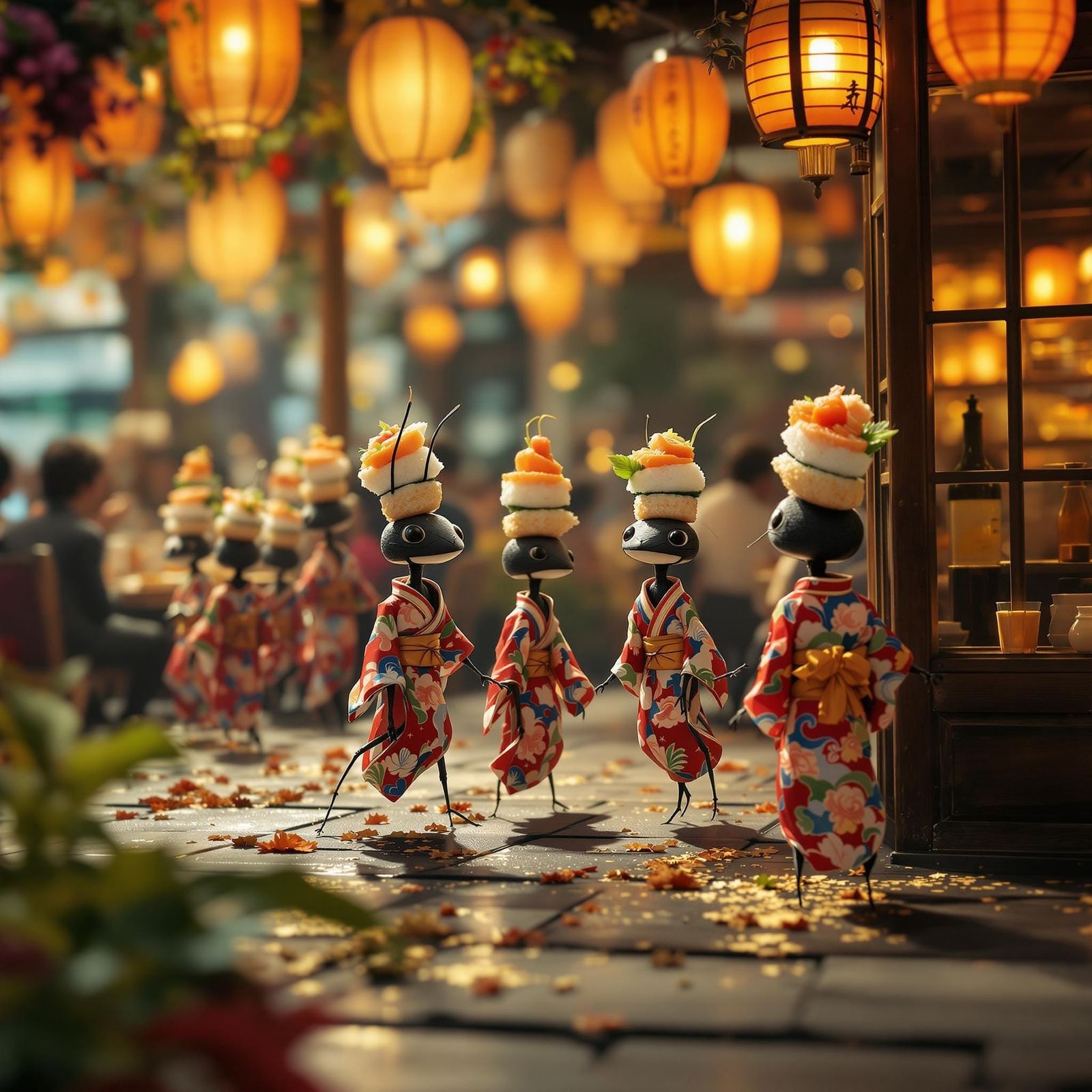 Whimsical Ants in Kimonos Sneak Out of Japanese Restaurant