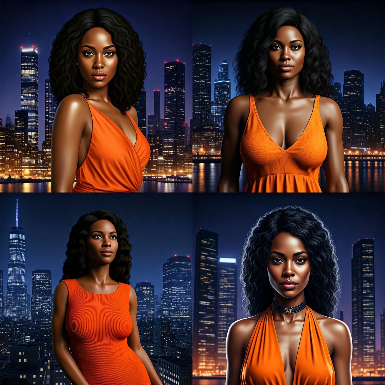 Glowing City Night Portrait of a Young Black Woman