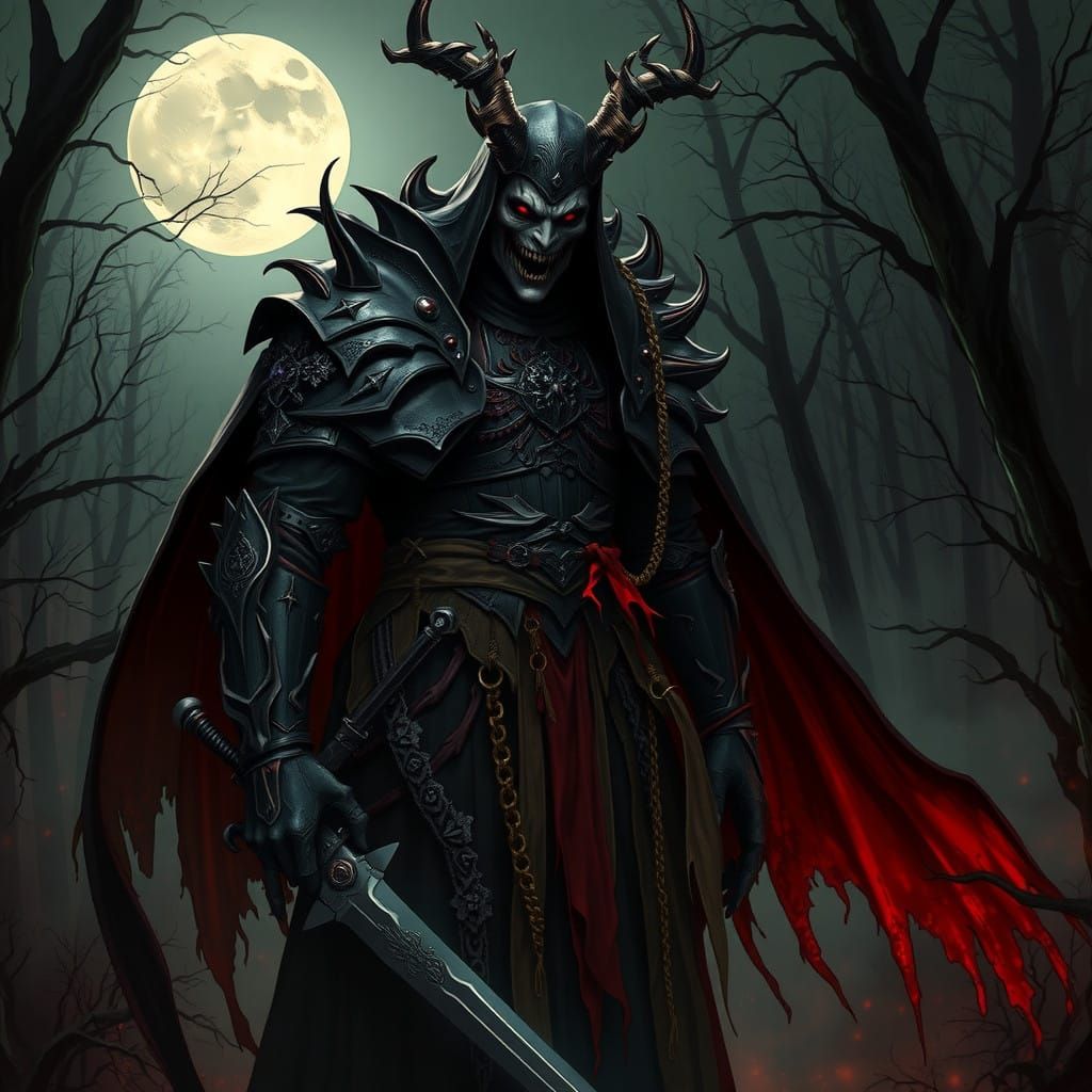 Macabre Vampire Warrior in Haunting Transylvanian Landscape