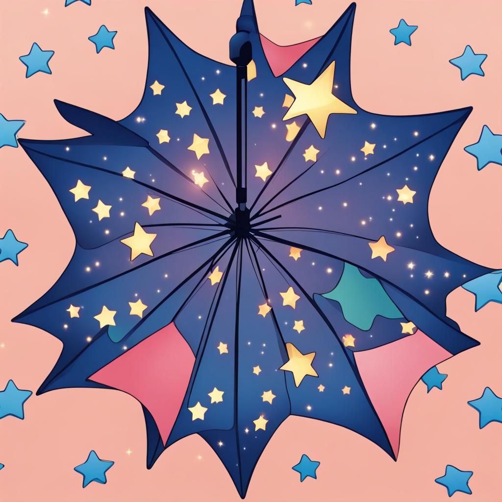 Star-Patterned Umbrella in Anime Style
