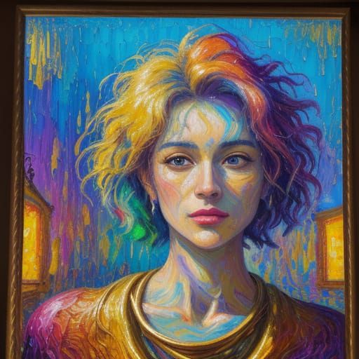 Soul in Dream-Temple: Neo-Impressionist Oil Painting