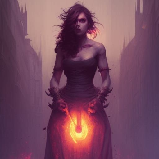 Furious Woman in Dark Fantasy Style