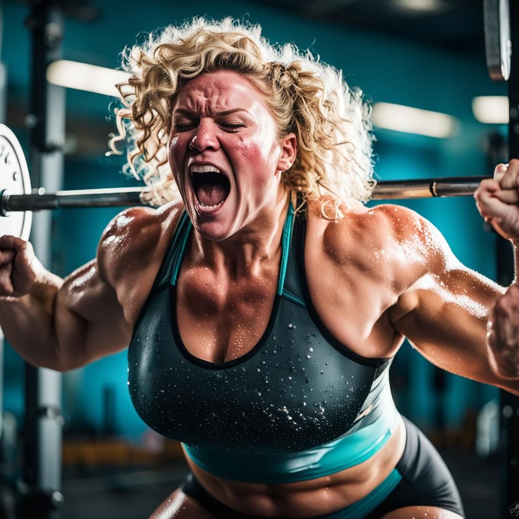 Empowering Russian Weightlifter in Athletic Pose