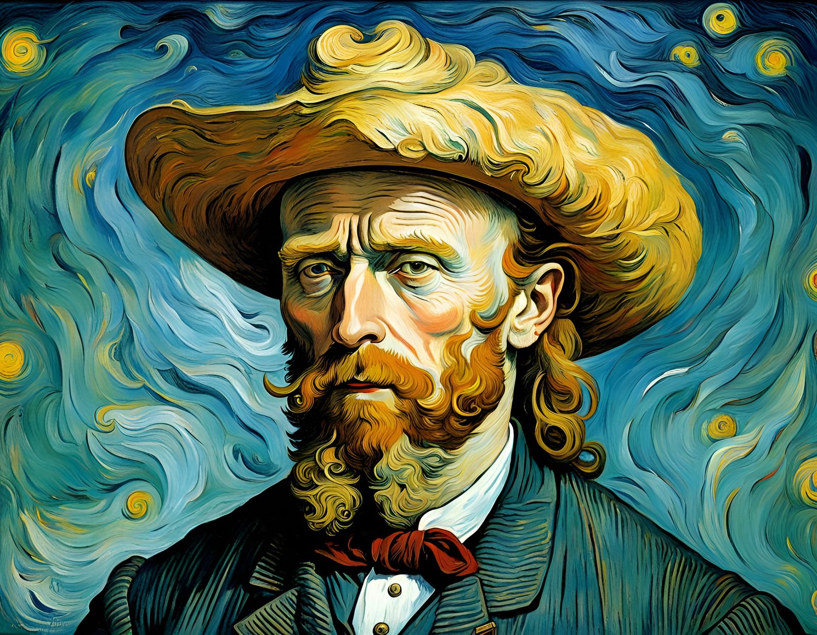 Buffalo Bill Portrait in Post-Impressionist Style