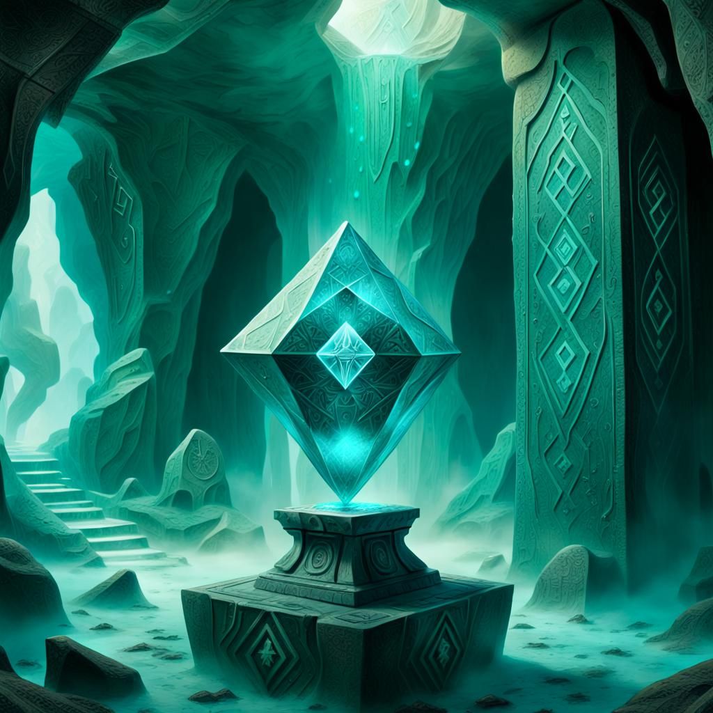 Ethereal Turquoise Diamond in Ancient Cave