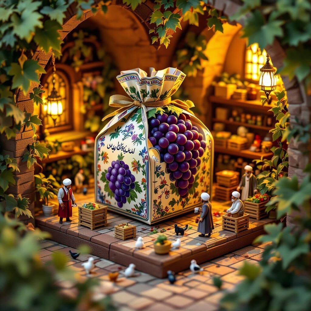 Persian Vineyard Diorama with Grapes Package
