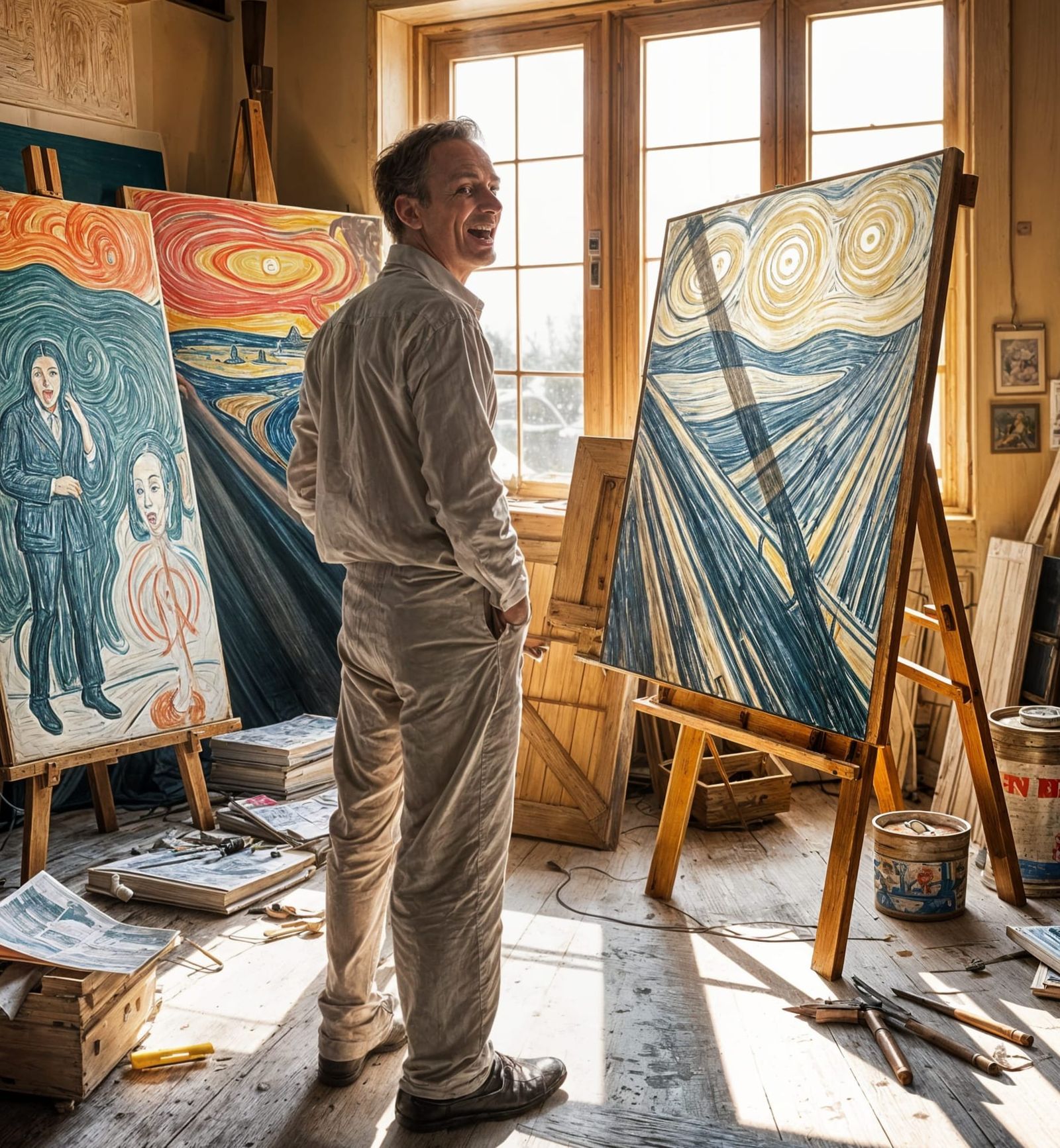 Edvard Munch Paints 'The Scream' in Bright Studio Light