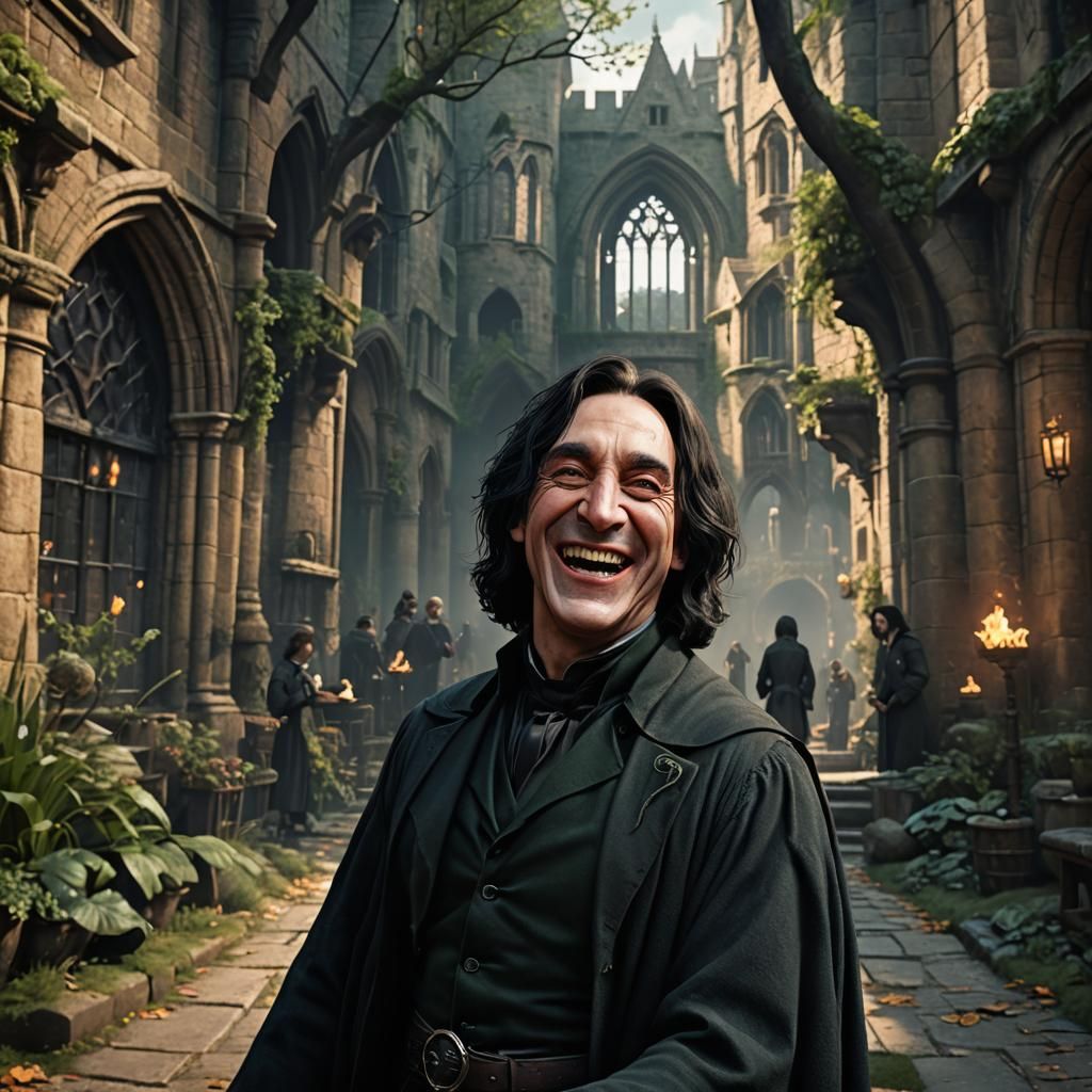 Young Severus Snape Laughing: Detailed Matte Painting