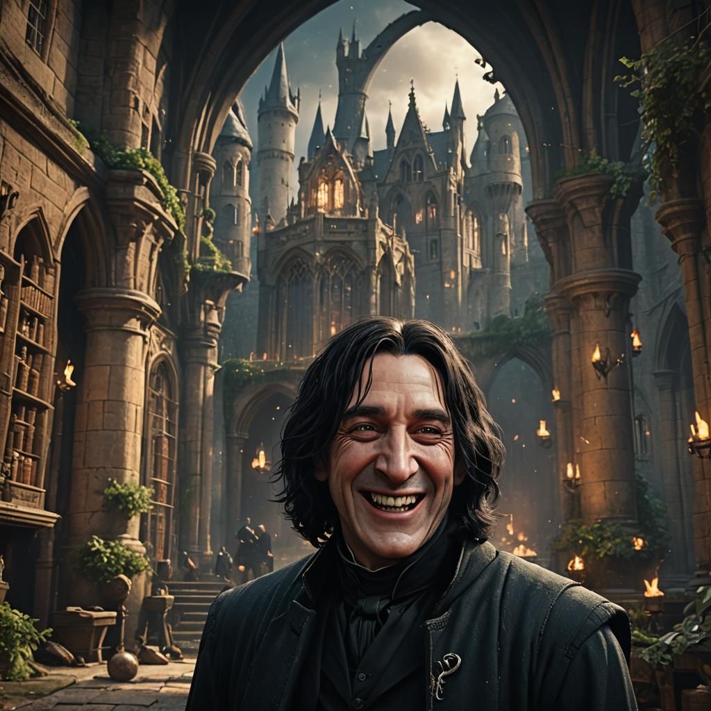 Young Severus Snape Laughing: Detailed Matte Painting