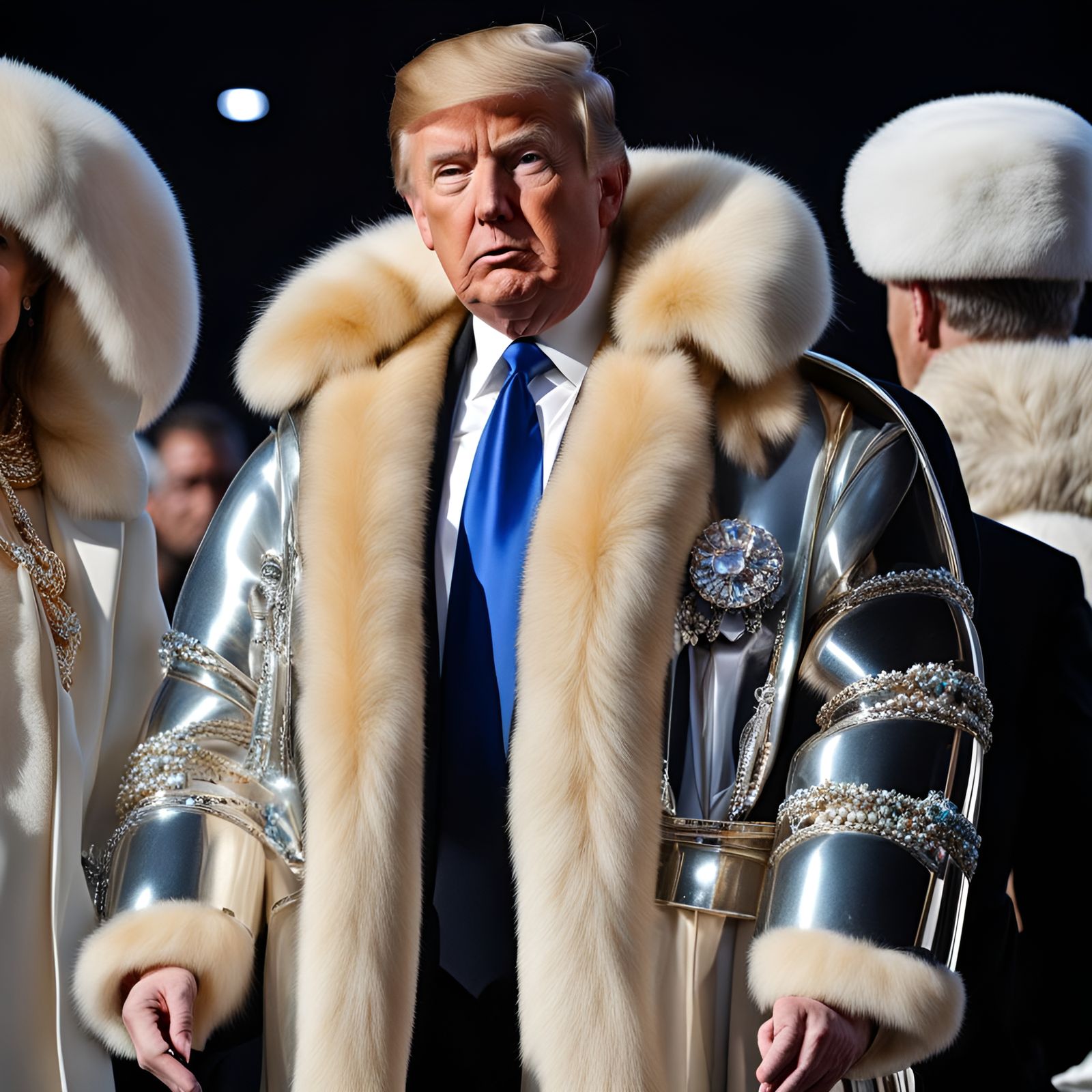 Donald Trump in Fur Coat and Jewelry