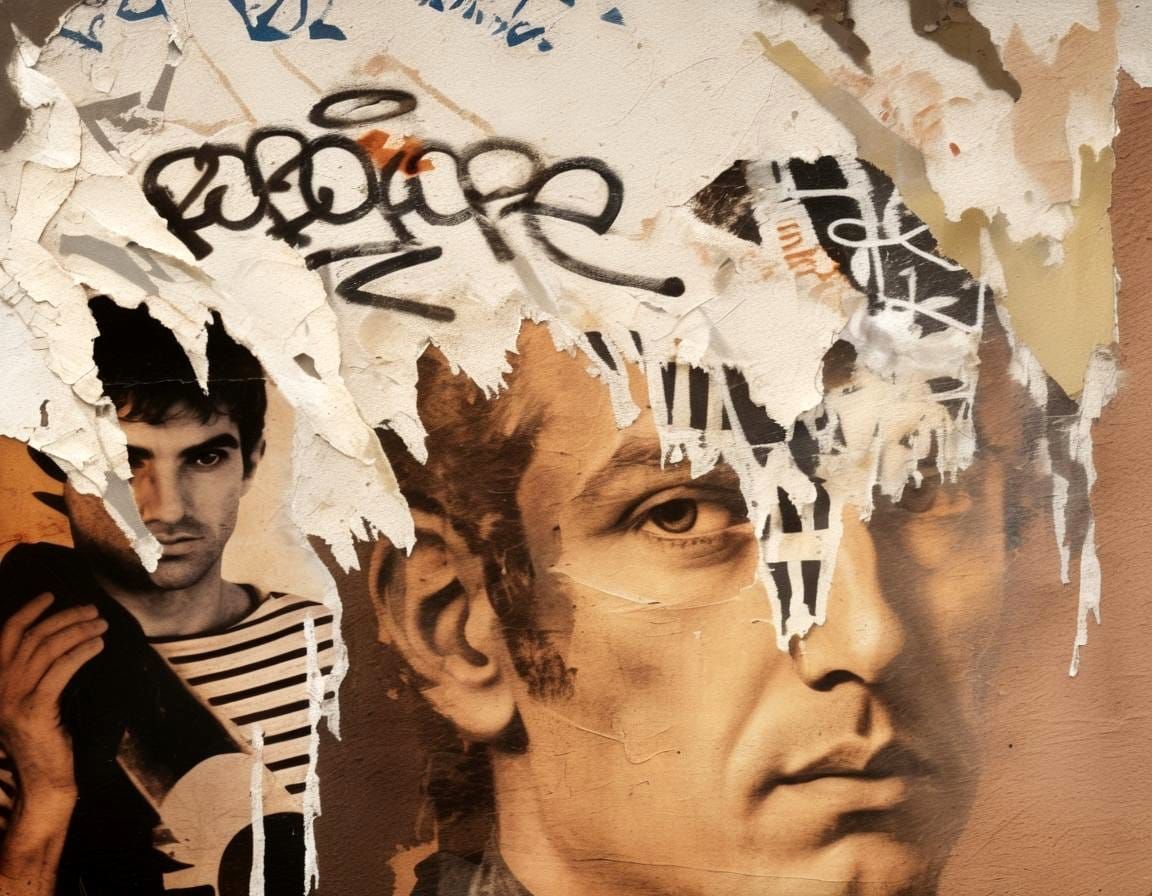 Sepia Greek Poster with Graffiti