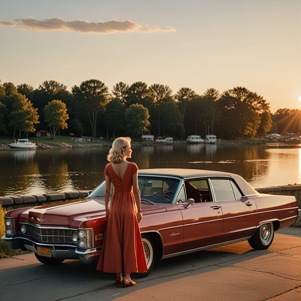 Summer Goddess in Ruby Red Cadillac