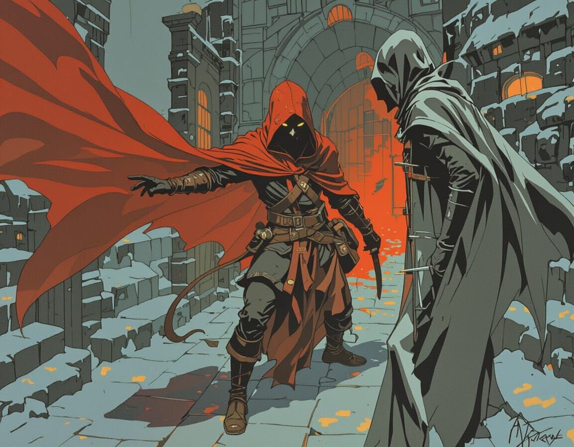 Fantasy Thief in Moonlit Alleyway